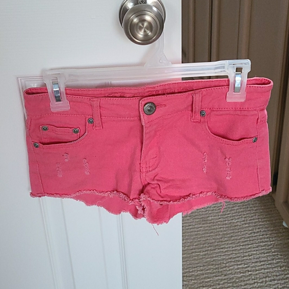 Coral Denim Shorts